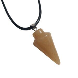 Natural Stone Pendulum Point Pendant Necklace Black Cord Jewelry Gift Spirit